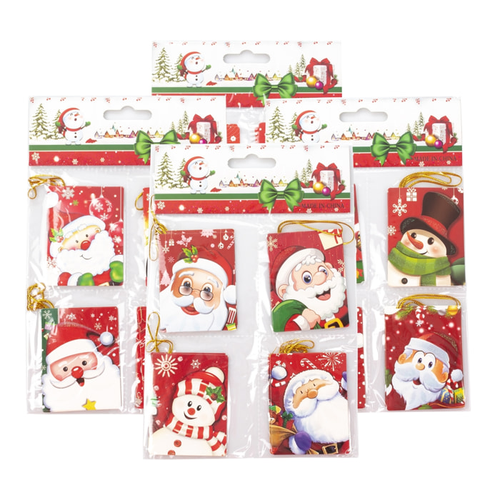 DAM Pack de 8 mini tarjetas colgantes. Diseño aleatorio. 4 packs aleatorios. 14,5x1x22,5 Cm. Color: Rojo