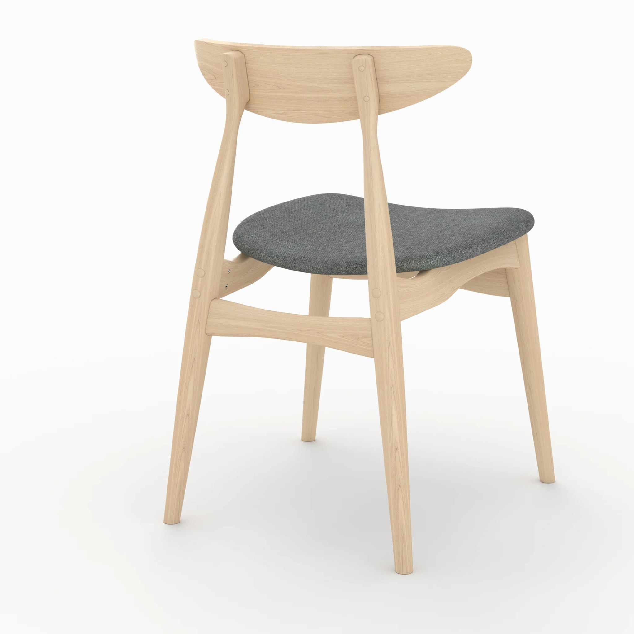 Lot de 2 chaises en tissu gris et bois d'hévéa - Josette