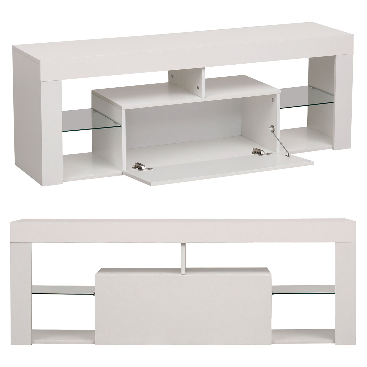 Meuble TV 140cm blanc à LED DARYL