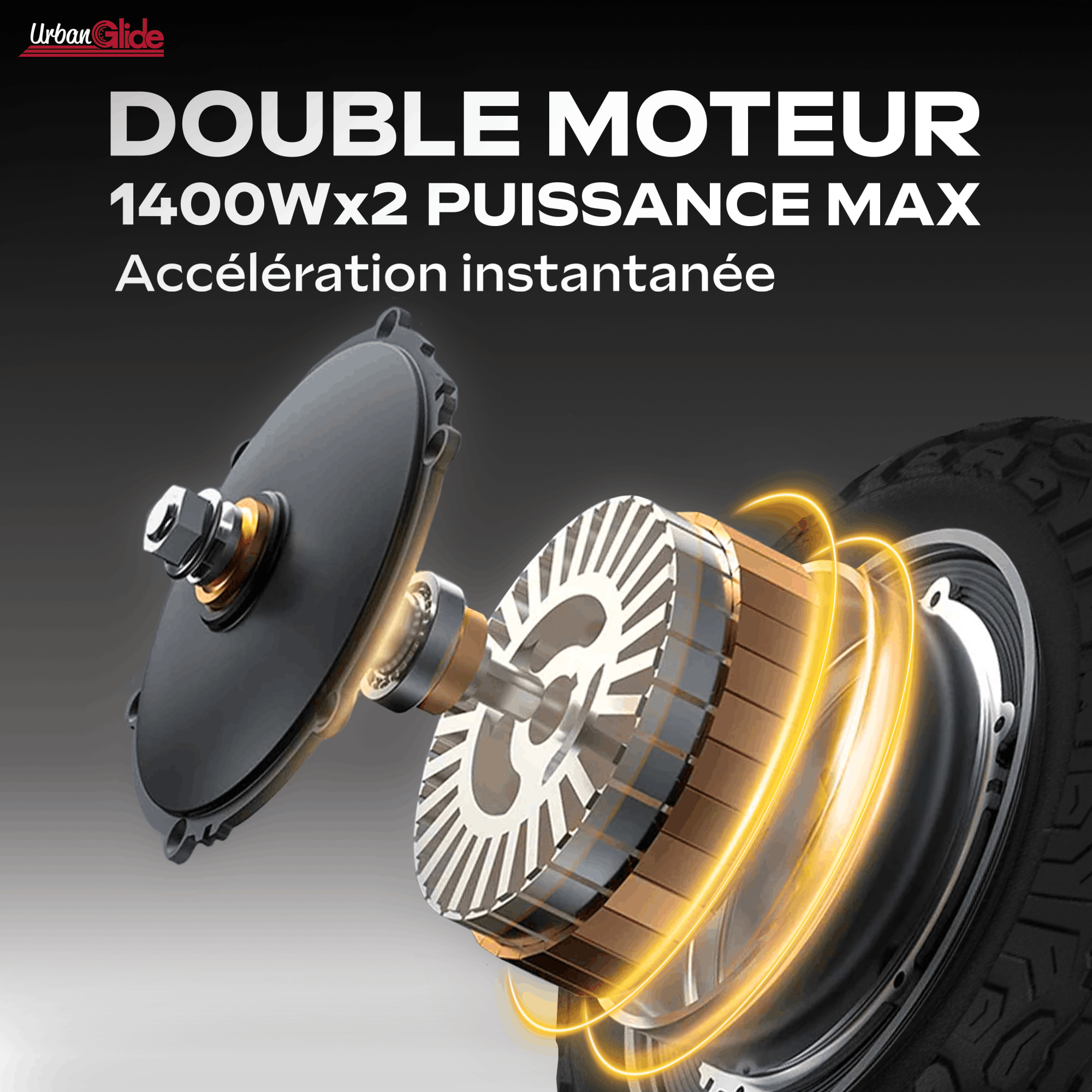 Trottinette Électrique Adulte UrbanGlide  1000GT DUO Moteur -  2800W -  Autonomie Jusqu'a 100 km - Pneu Cross 10" Tubeless - Batterie 58V/23Ah - Poids 33Kg