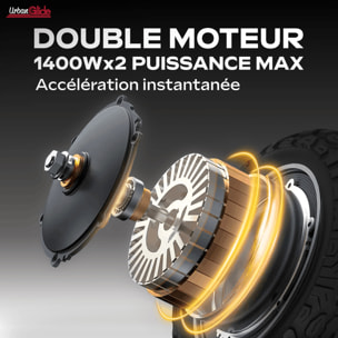 Trottinette Électrique Adulte UrbanGlide  1000GT DUO Moteur -  2800W -  Autonomie Jusqu'a 100 km - Pneu Cross 10" Tubeless - Batterie 58V/23Ah - Poids 33Kg