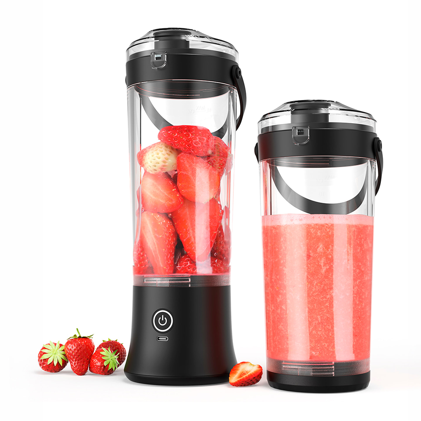 Batidora portátil A9-2.0 con capacidad de 500 ml con 6 cuchillas de acero inoxidable. Con batería recargable de 4000mAh.