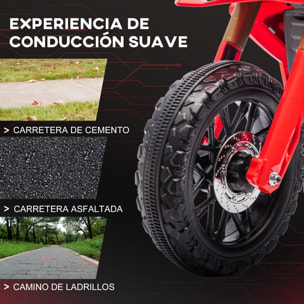 Moto Eléctrica para Niños de +3 Años Moto de Batería 12V para Niños con Ruedas de Entrenamiento Acelerador en Puño y Bocina Carga 30 kg Rojo