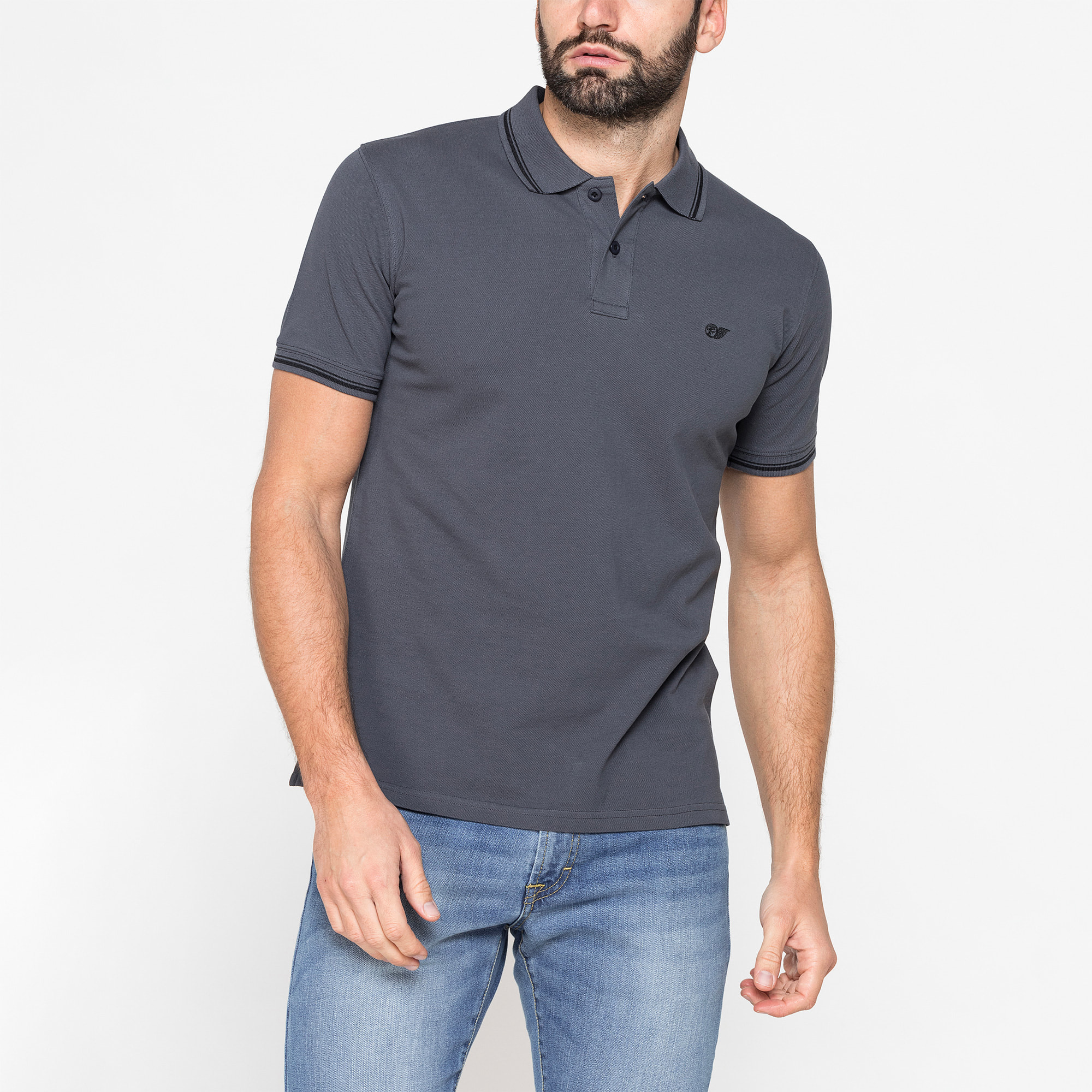 POLO IN PIQUET DI COTONE CON TIPPING A CONTRASTO