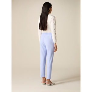 Oltre - Pantalones regulares de tejido crepé - Light - blue