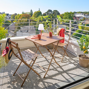 Table de jardin pliante carrée "Greensboro" bronze en acier