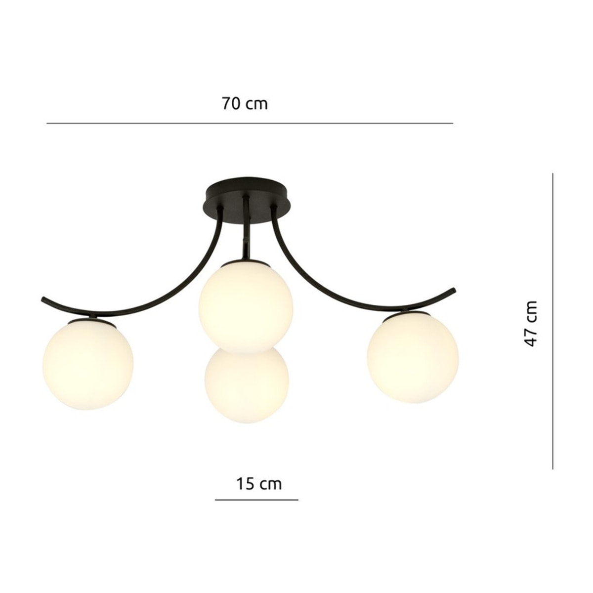 Lampada a sospensione Boston in acciaio nero e vetro opale