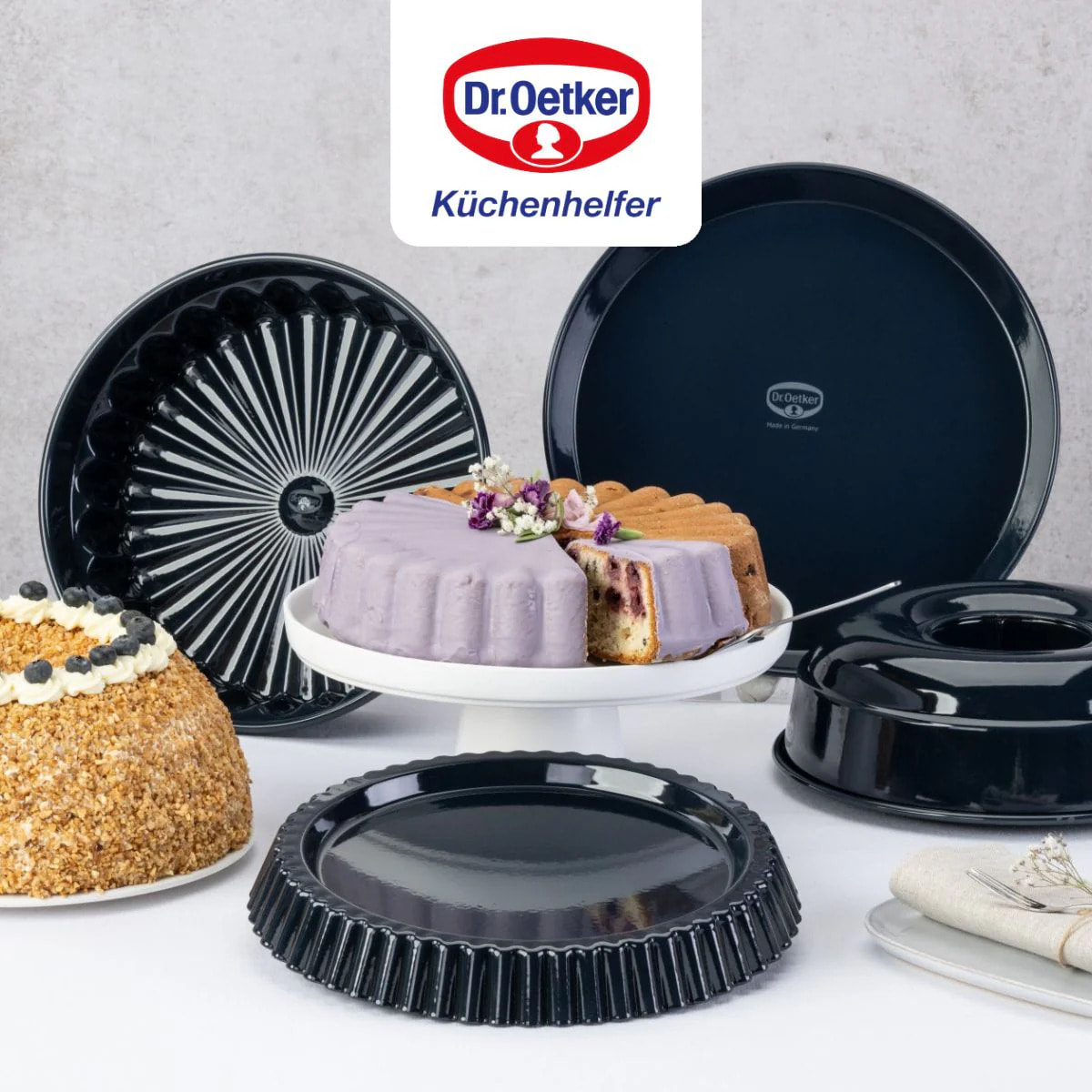 Plat à tarte 28 cm avec revêtement en quartz émaillé Dr.Oetker Back Liebe