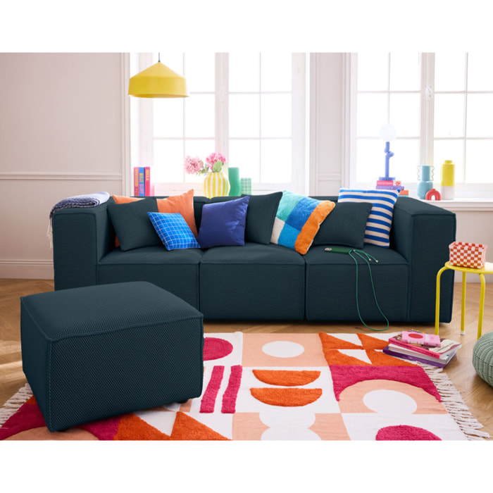 Arty - pouf d'appoint - en tissu mailles 3D - Bleu canard