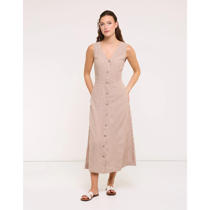 Vestido Midi Marrón - Coffee Stripe