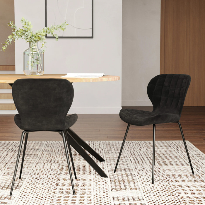 Lot de 2 chaises en velours noir - Mazzia