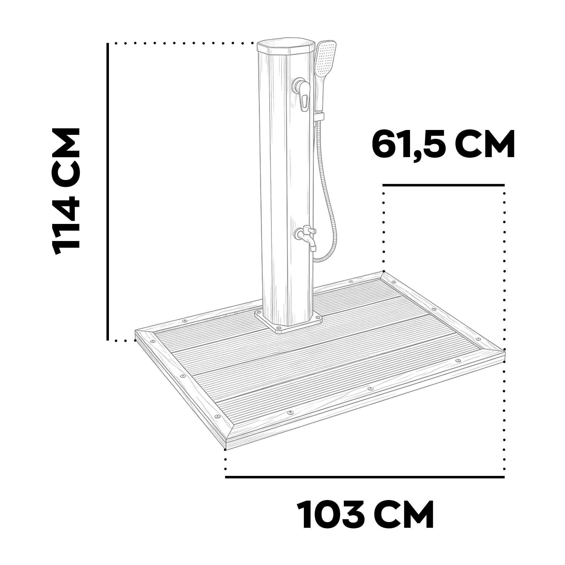 Doccia solare da giardino da 20L con pedana - Tanaga Bronze & Dasar