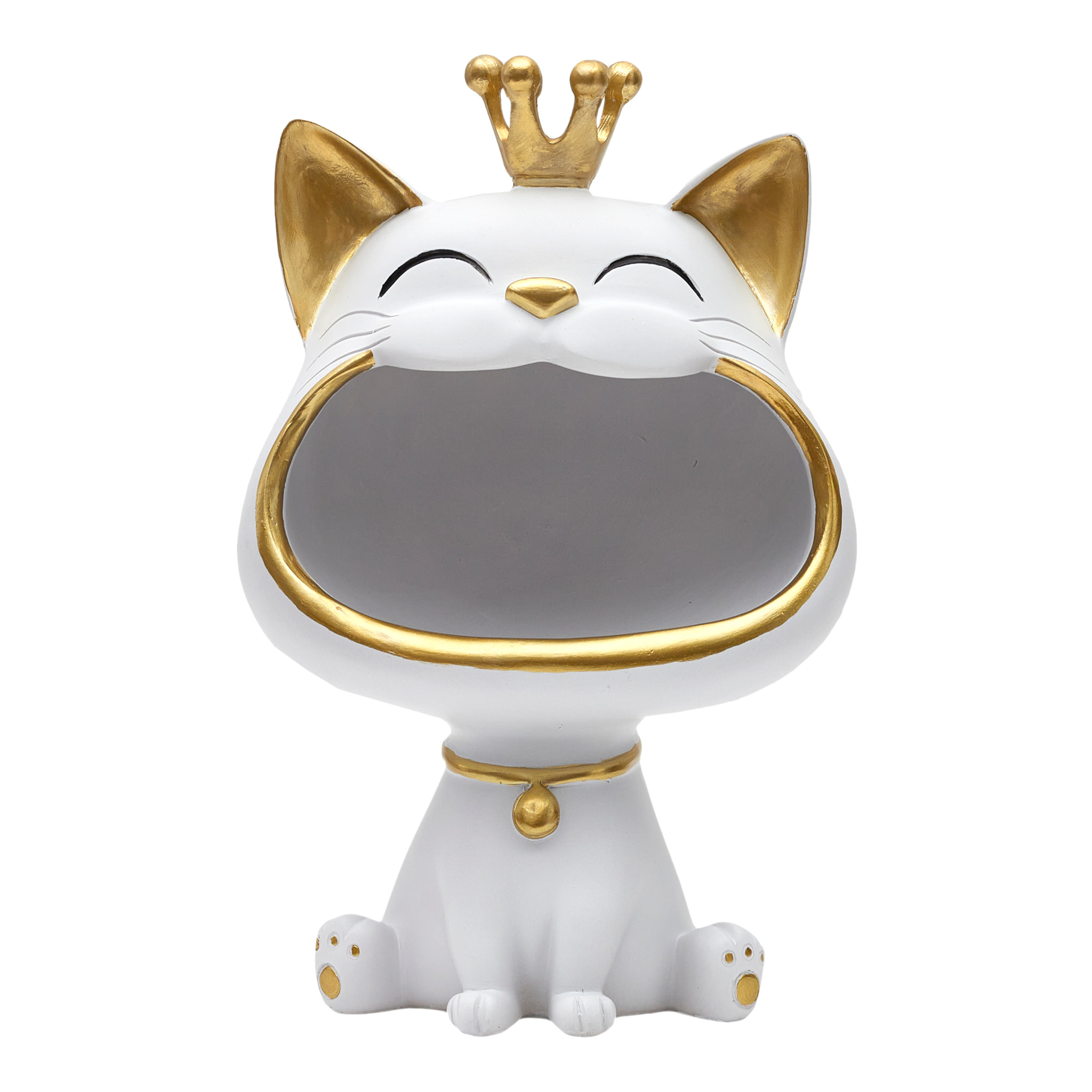 Statue Chat Blanc Vide Poche