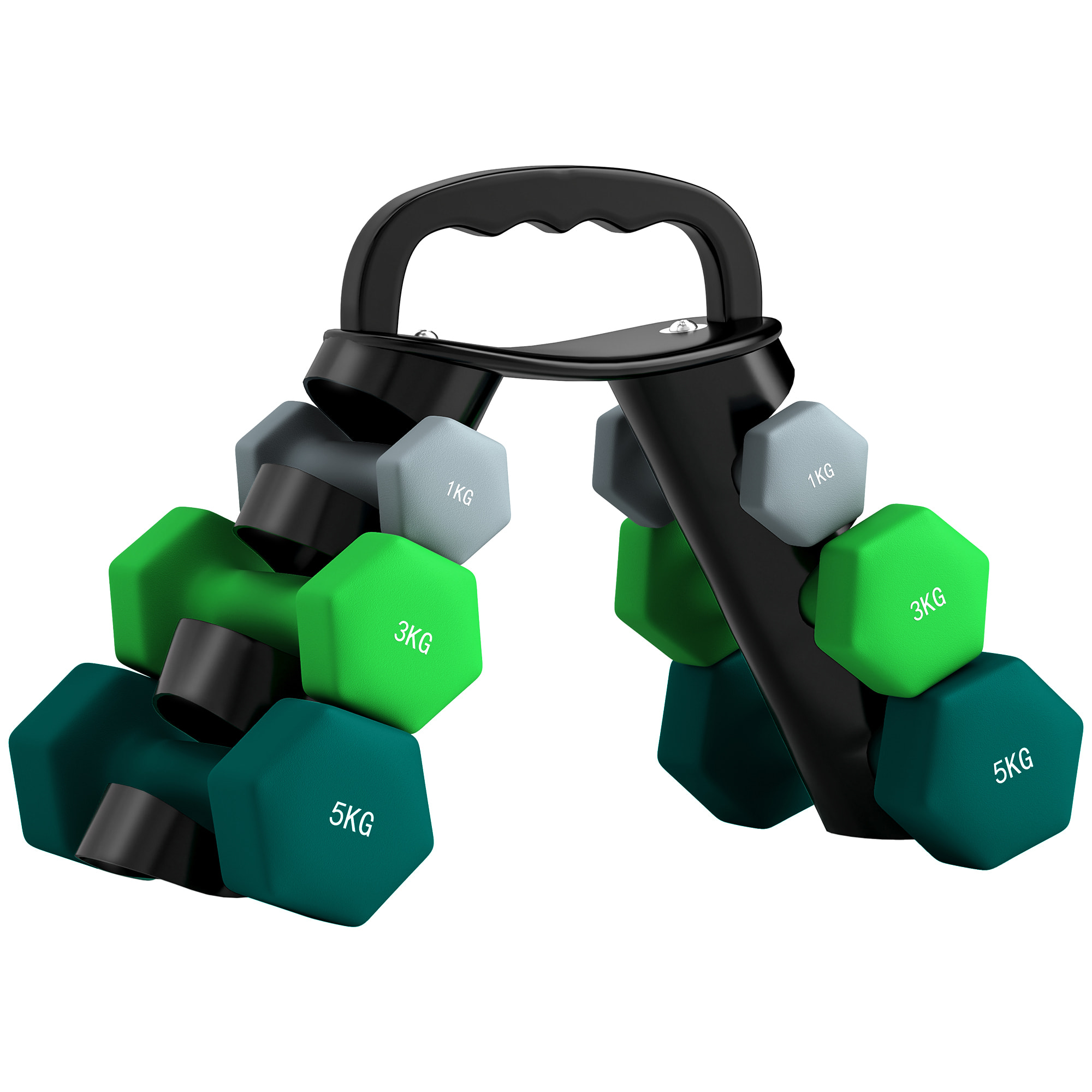 Juego de Mancuernas 2 x1kg 2 x3kg 2 x5kg Mancuernas Hexagonal con Soporte de Almacenamiento para Ejercicio Entrenamiento en Casa Gimnasio Multicolor