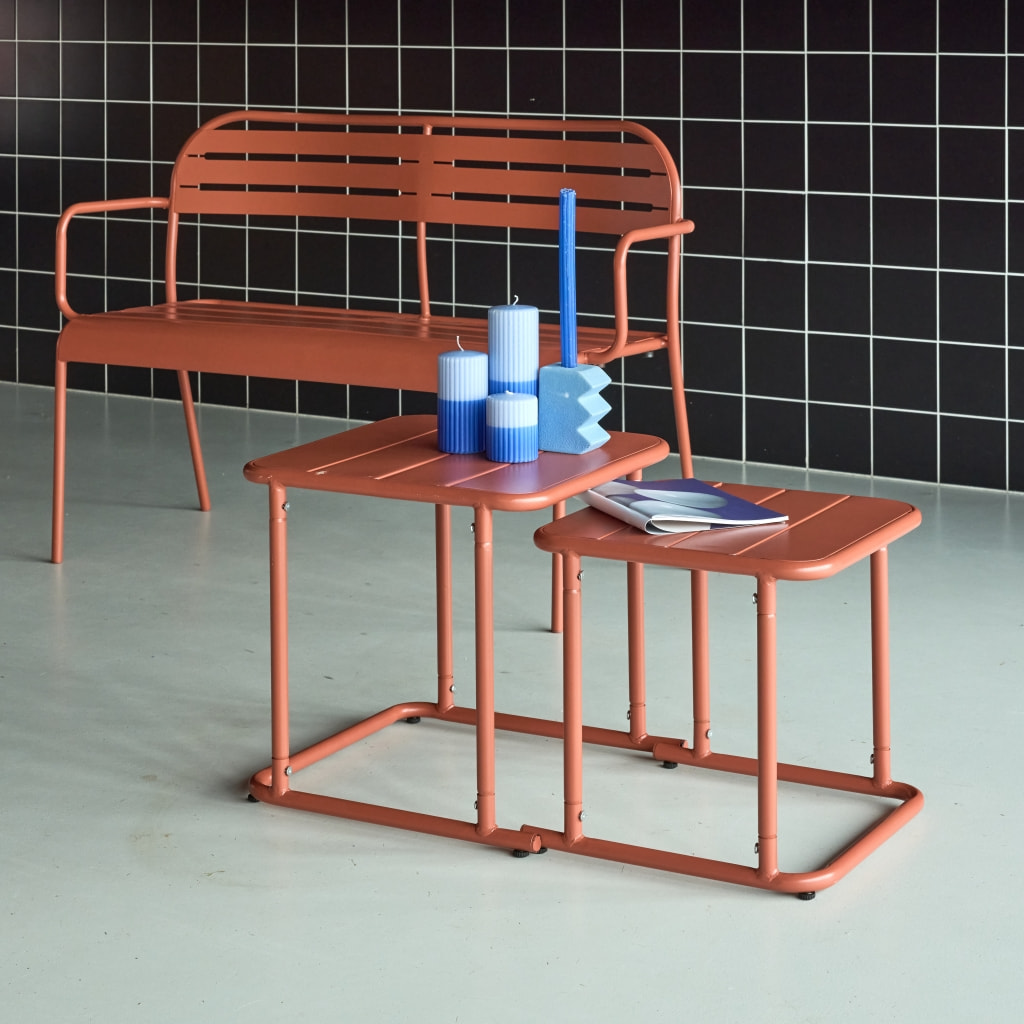 Table gigogne extérieure carrée en acier AMÉLIA
