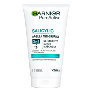 Trattamento Viso Argilla Anti-Brufoli 3in1 Maschera Scrub Detergente PureActive con Acido Salicilico e Niacinamide - Flacone da 150ml