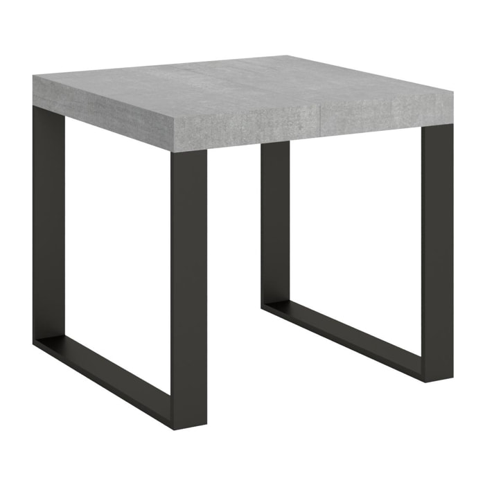 Mesa extensible 90x90/246 cm Tecno Cemento estructura Antracita