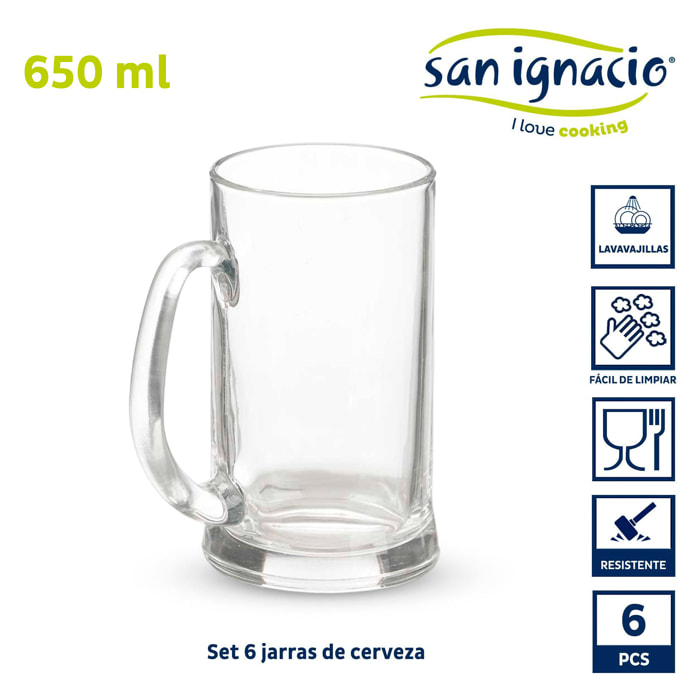 Jarra cerveza 650 ml con asa colección vivalto