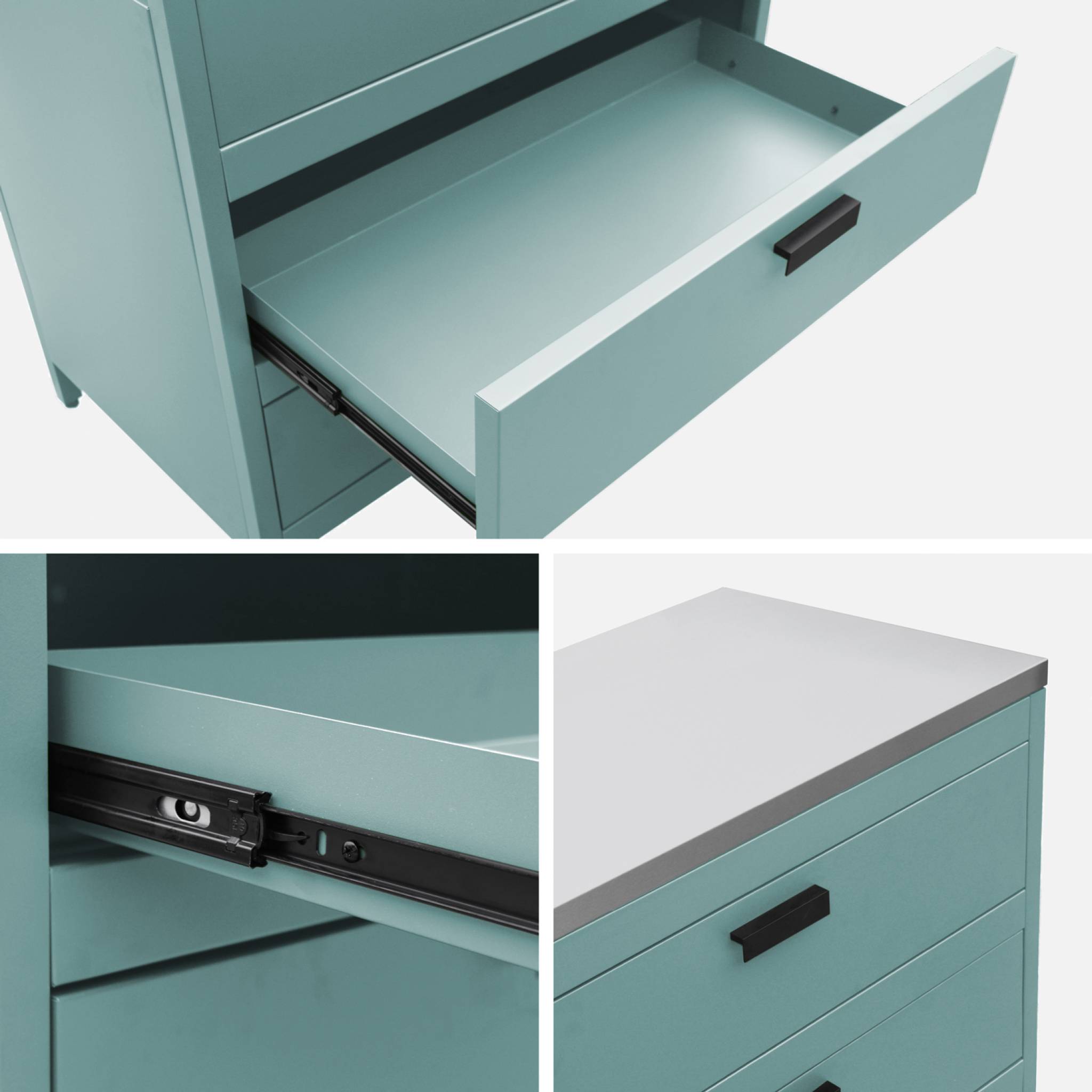 Cuisine d'extérieure en acier bleu gris avec 3 tiroirs L80cm