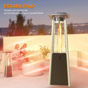 Estufa de Gas Butano, 3 KW, Calefactor de Exterior a Gas Portátil con Temperatura Ajustable, Protección contra Vuelcos, Ignición por Presión, Apta para Butano y Propano, Plata y Bronce