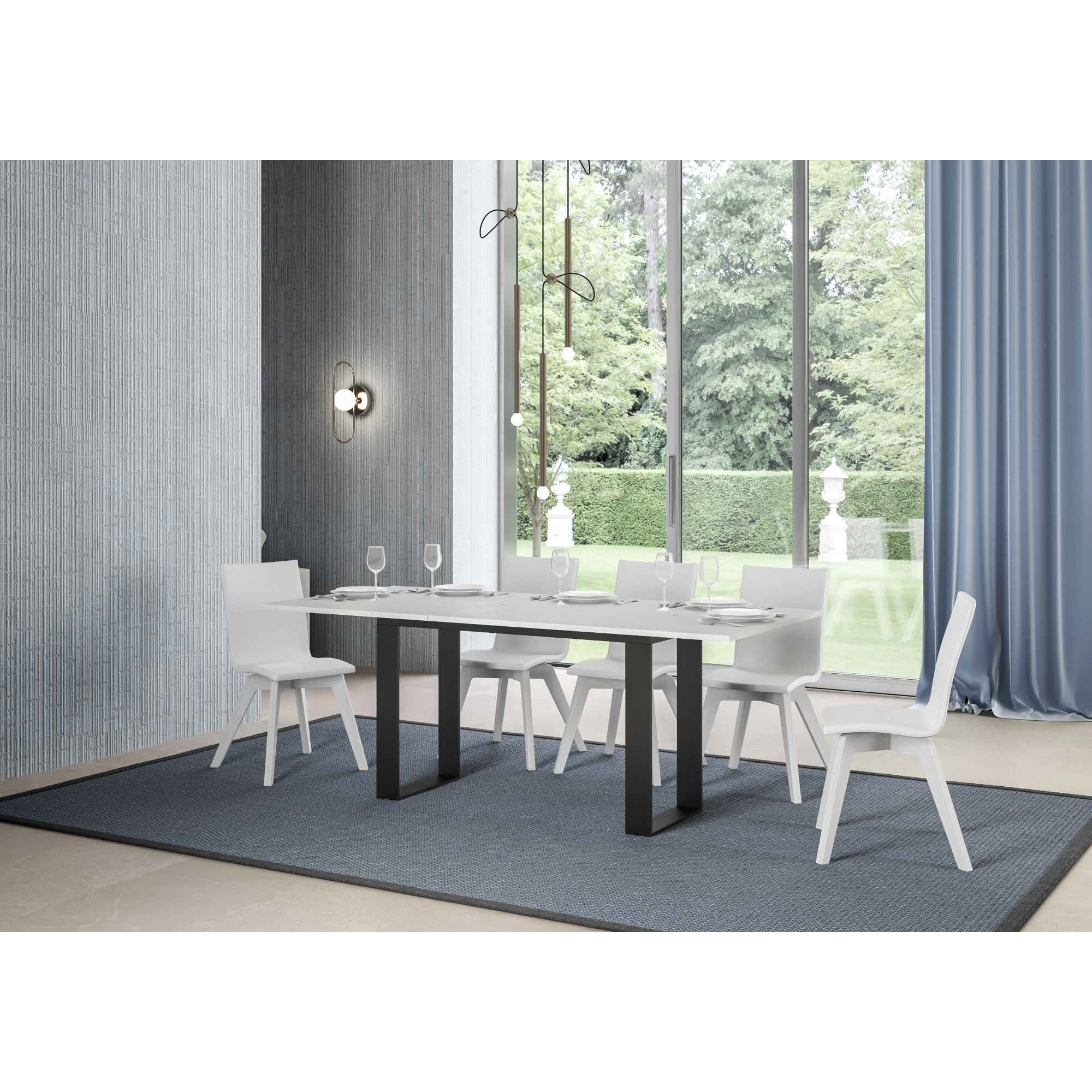 Mesa tipo libro 120/200x45/90 cm Tecno Double Fresno Blanco estructura Antracita