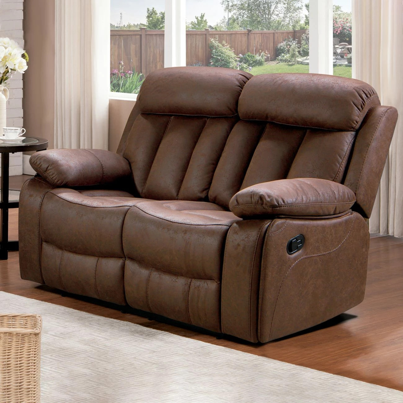 Sofá relax de 2 plazas con reposapiés elevable en chocolate 152 cm Kendal Chocolate