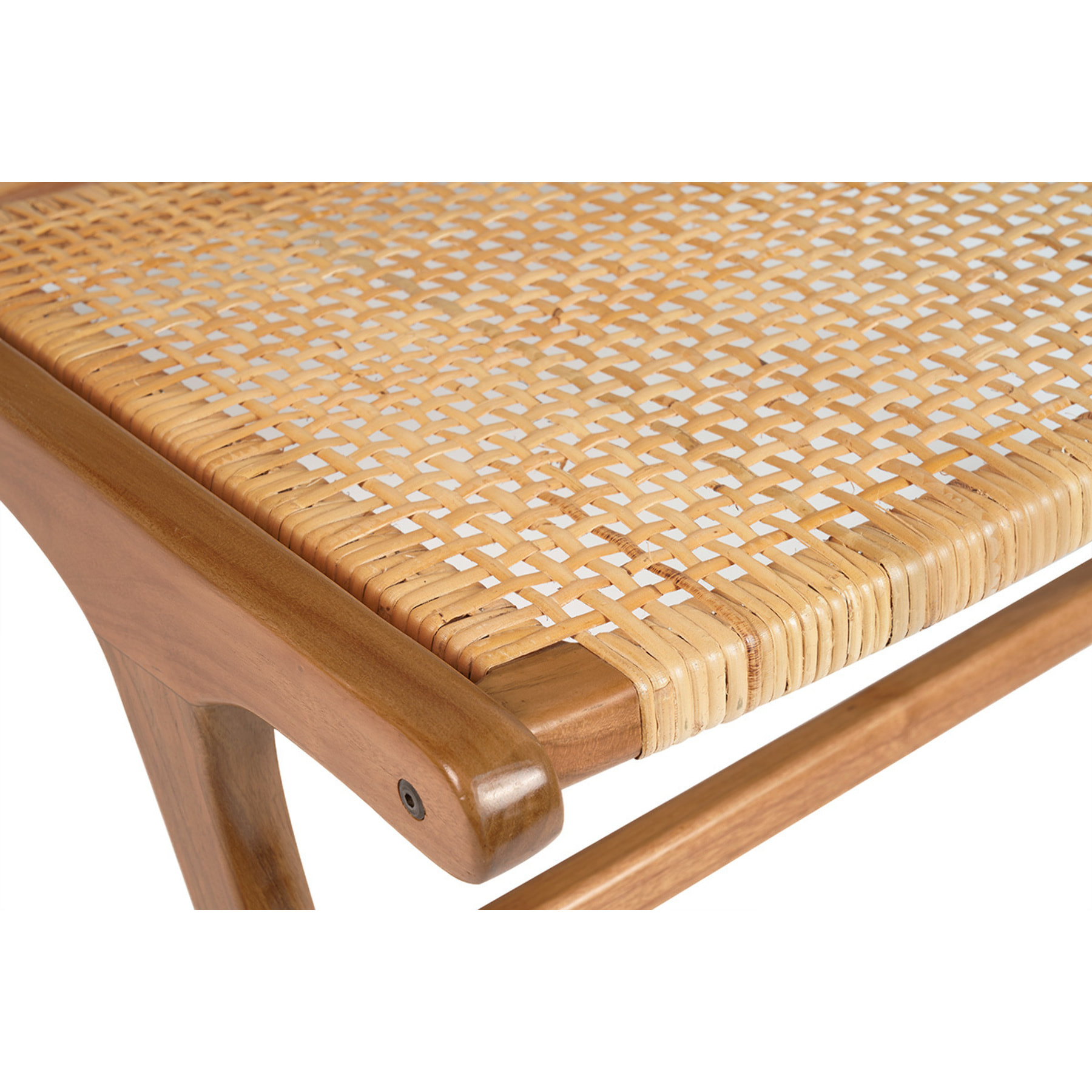 Fauteuil ethnique en bois teck massif et cannage en rotin naturel HAMMA