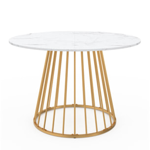 Table à manger ronde Adelle Ø110cm effet marbre et doré
