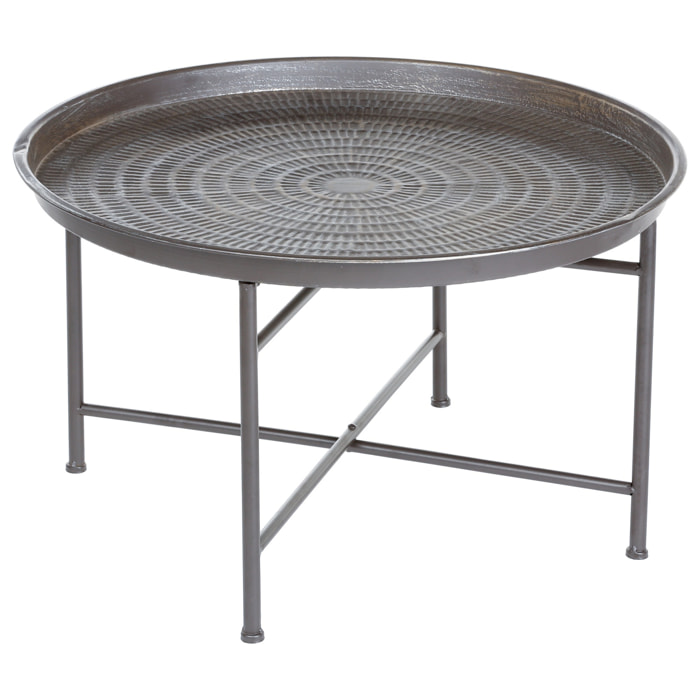 Mesa auxiliar gris, metal d. 65 cm