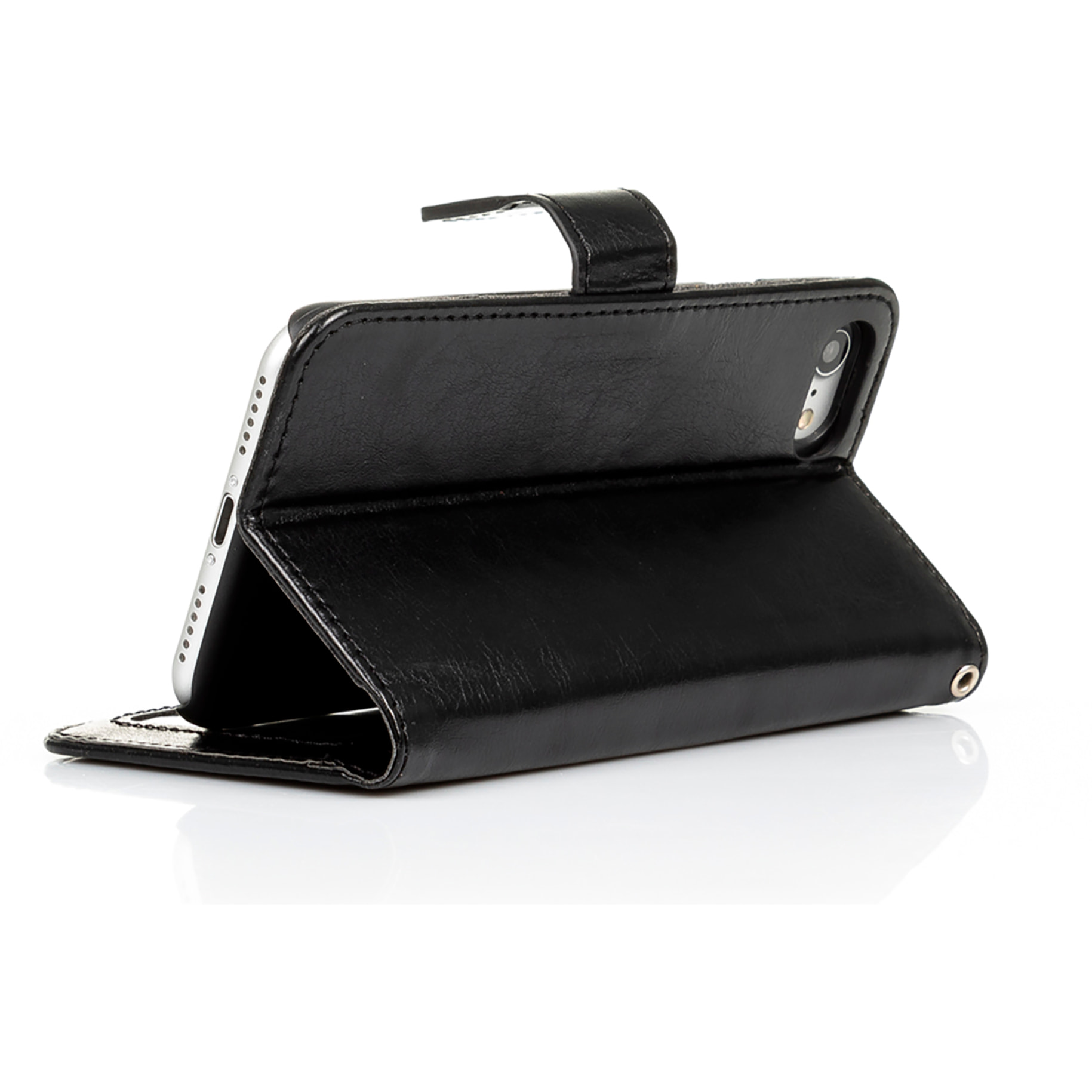 DAM Custodia Folio in ecopelle con chiusura magnetica per iPhone 7/8 7x2x14 cm. Colore nero