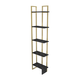 Libreria Dbradari, Scaffale da ufficio, Mobile portalibri, Biblioteca, 45x22h180 cm, Nero e Oro