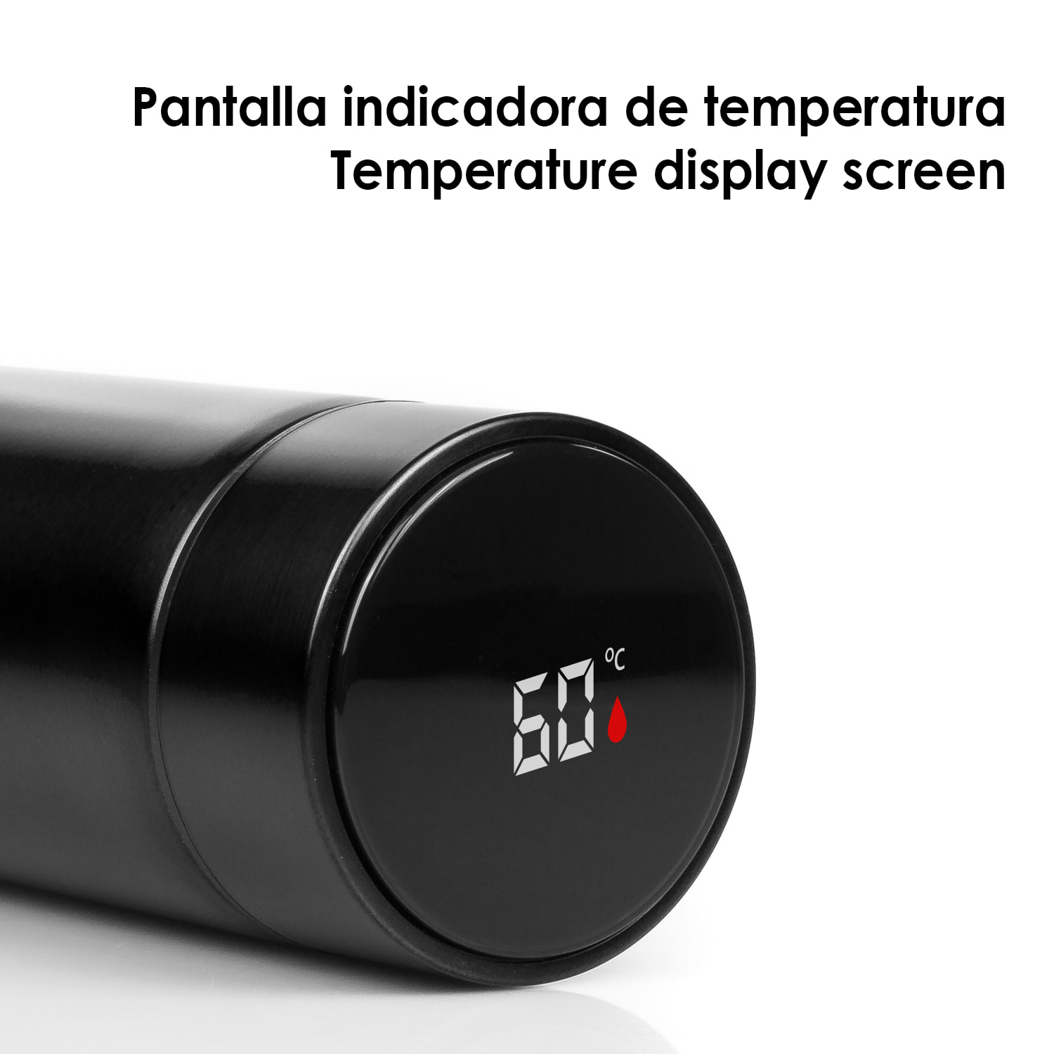 Thermo sportivo da 500ml con indicatore di temperatura intelligente. Bottiglia d'acqua isolata sottovuoto, fino a 12 ore di mantenimento del calore.