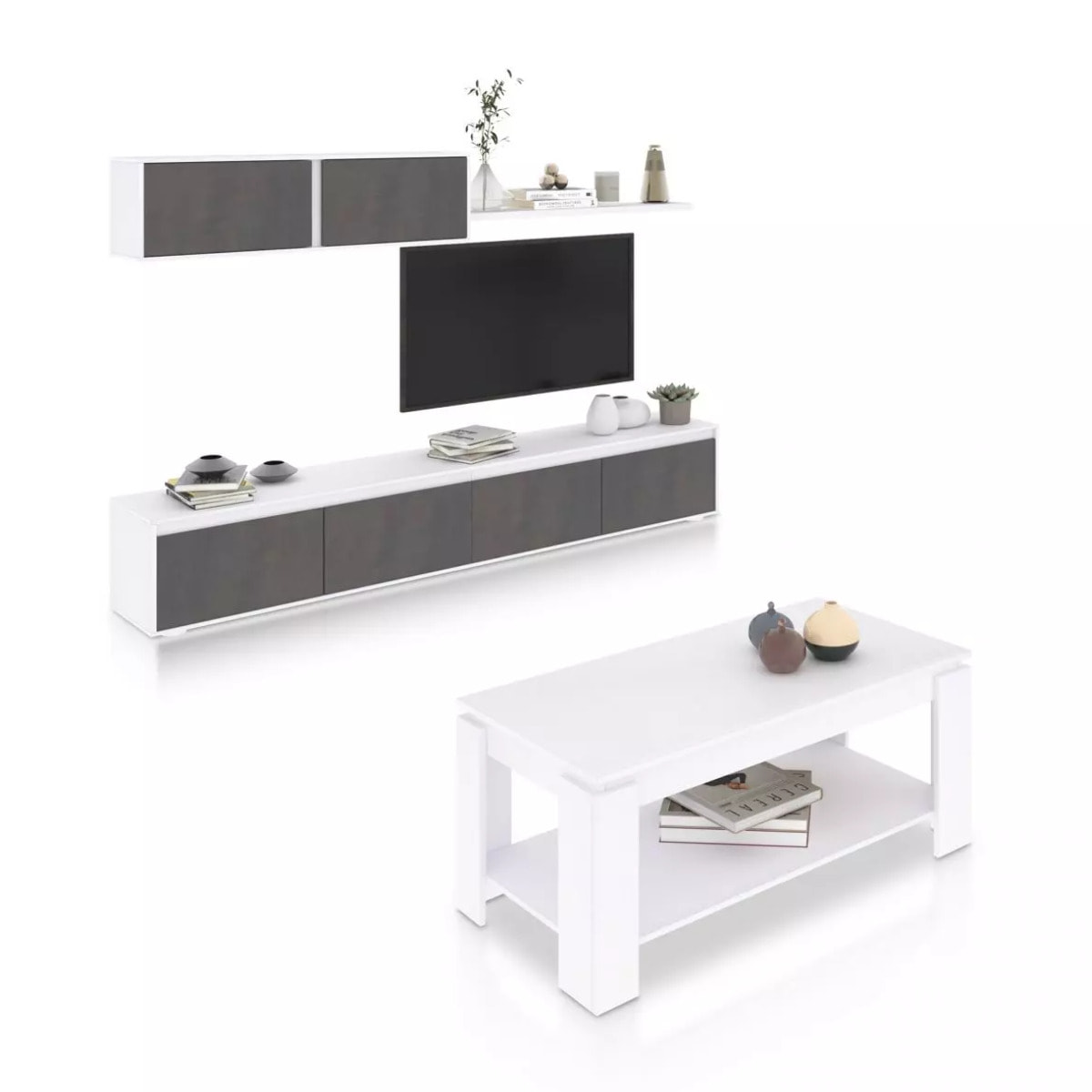 Pack salón con mesa de centro Arlet Plus Blanco Artik (Blanco Mate) - Óxido