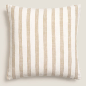 Funda de cojín algodón rayas Sonray color marron beige Algodón