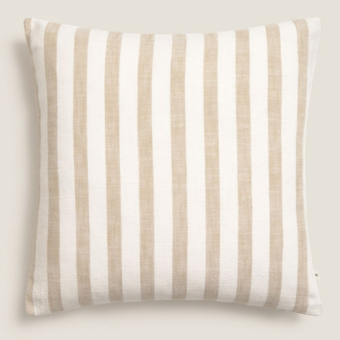 Funda de cojín algodón rayas Sonray color marron beige Algodón