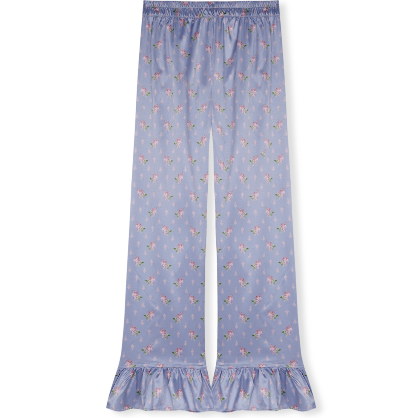 Pantalón de pijama de mujer estampado con volantes en los tobillos