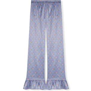 Pantalón de pijama de mujer estampado con volantes en los tobillos