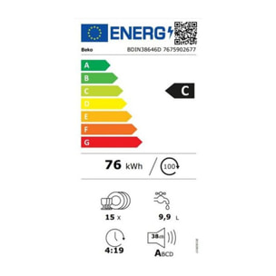 Lave vaisselle encastrable BEKO BDIN38646D SlideFit