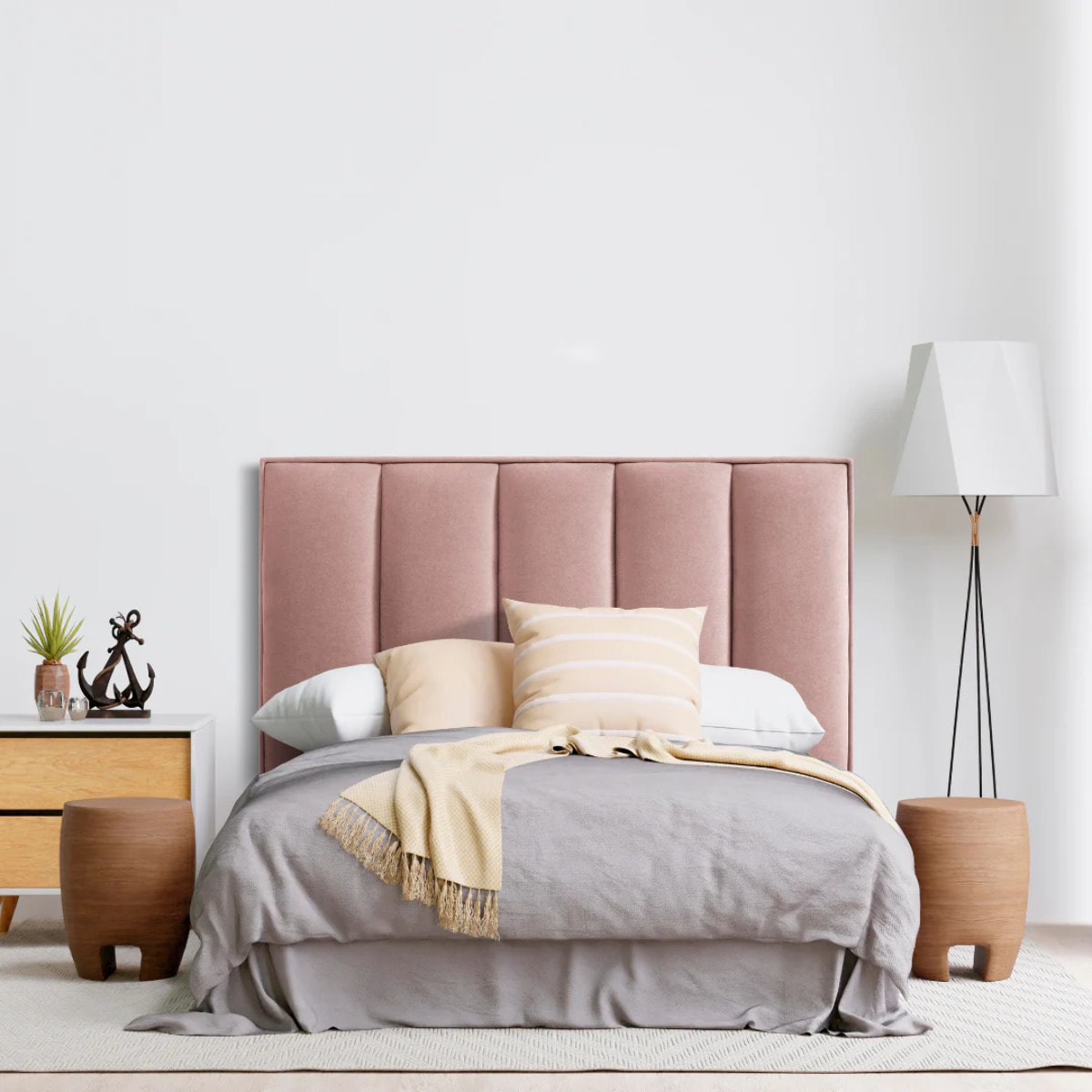 Cabecero de madera tapizado en tela para cama de 90 100x132