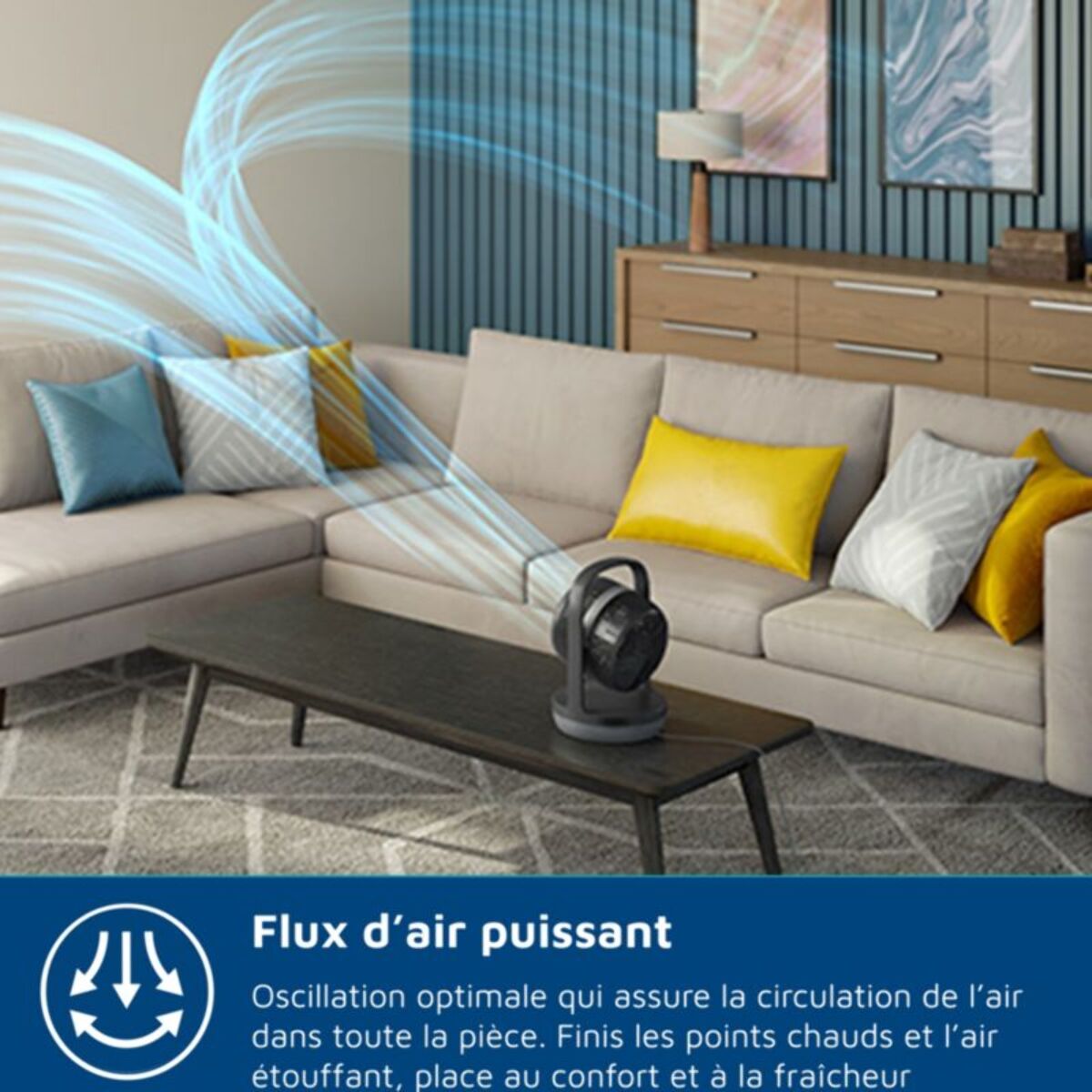 Ventilateur PHILIPS CX3050/01 Série 3000, silencieux 23 db, Noir