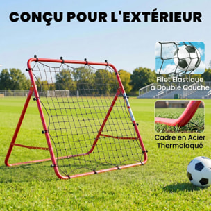 Filet de rebond football pliable réglable 5 angles - acier - 103x72x89cm - rouge