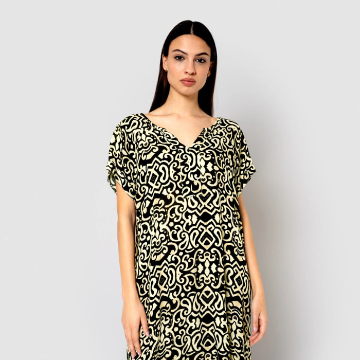 Vestido corto bambula detalles plisados alexis negro