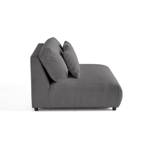 Garance - module d'assise 2 places - en velours côtelé - Gris foncé