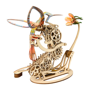 Maqueta de Madera 3D, diseño de Colibrí mecánico dinámico de colores A. 200 piezas.
