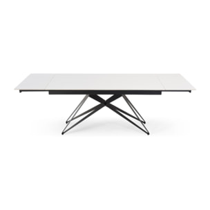 Table extensible céramique blanche 180/260 cm - 8 piètements - UNIK