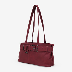 Bolso de hombro burdeos con cinturón