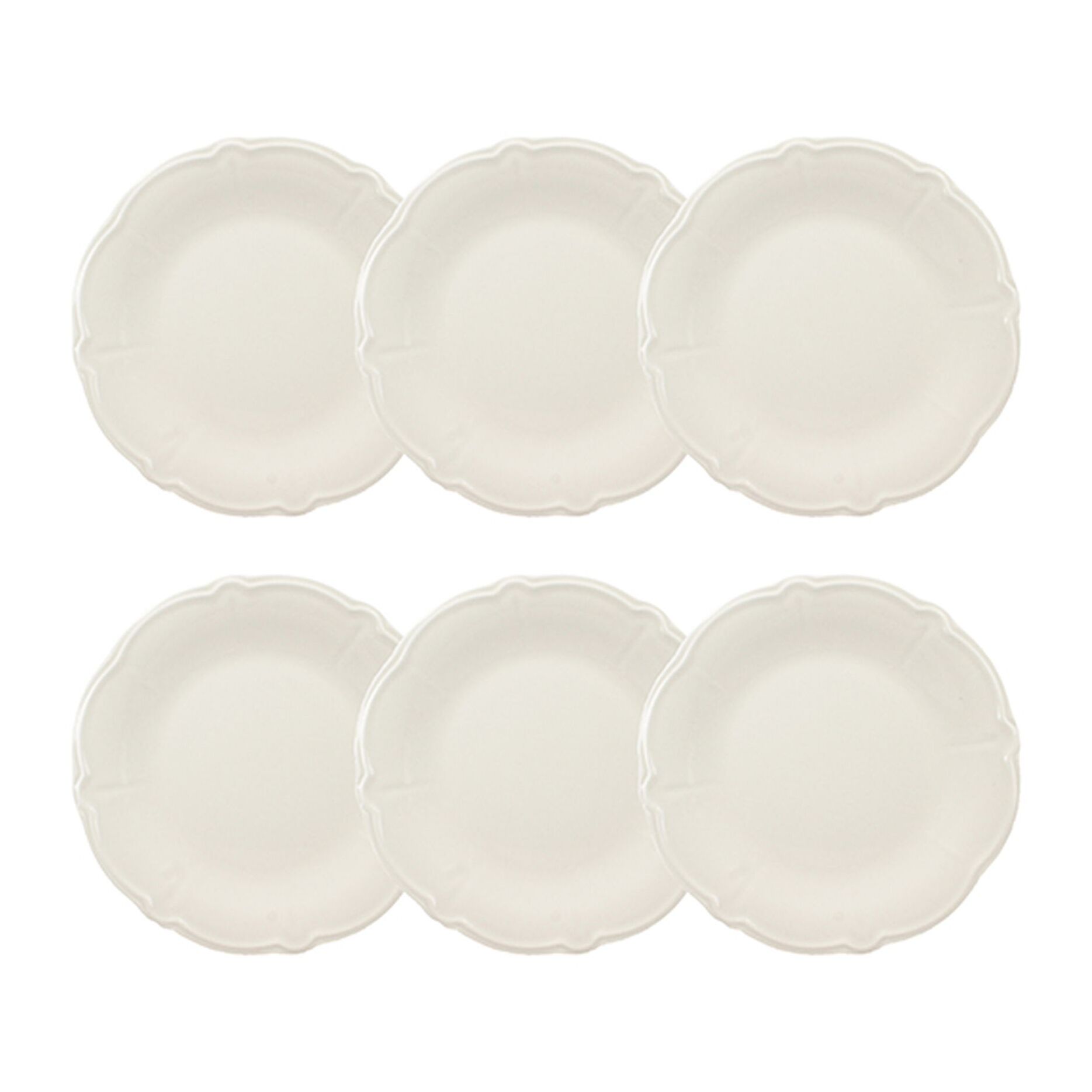 Lot de 6 assiettes plates en grès blanc 26cm CHARLOTTE