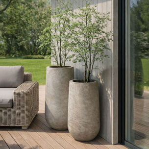 Set de 2 pots ronds en terre d'argile forme haute 40/55cm FARO