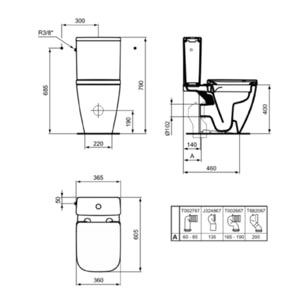 WC à poser sans bride sortie horizontale I.Life S avec abattant frein de chute