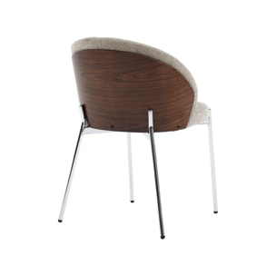 Chaise bois de peuplier teinté noyer, acier et tissu texturé (lot de 2) PAUL